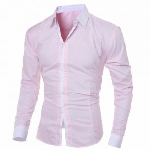Camisa Manga Longa Elegante de Alta Qualidade Rosa C006