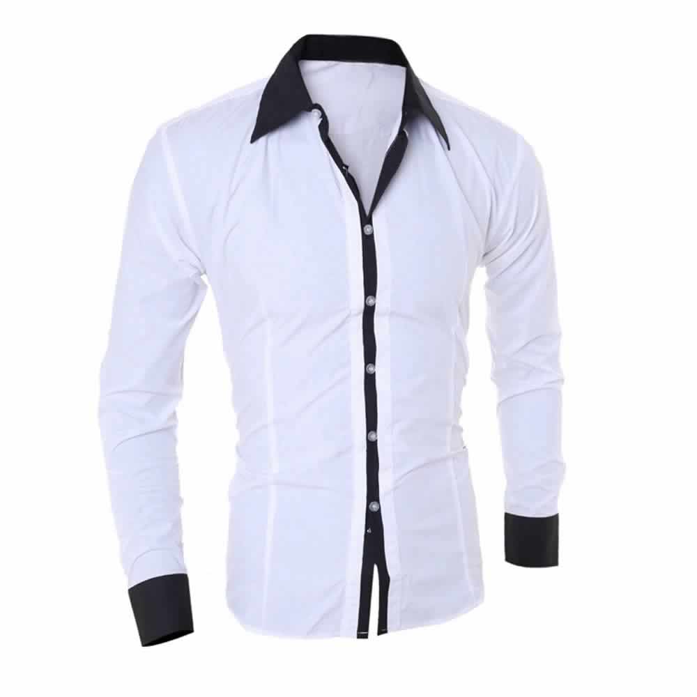 Camisa Manga Longa Elegante de Alta Qualidade Branca Costas C006