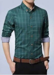 Camisa Slim Fit Quadriculada Manga Longa Verde Capa c001