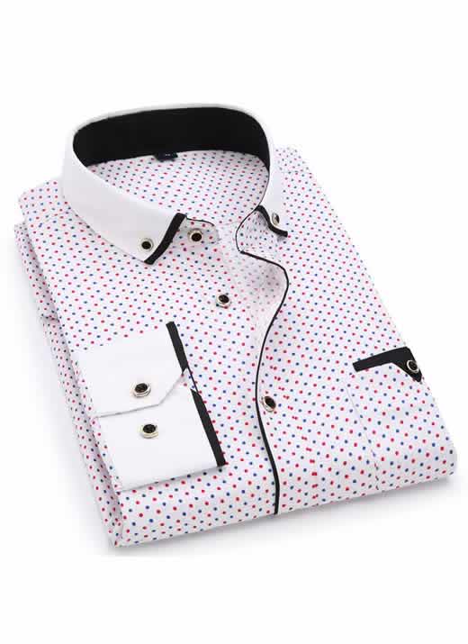 Capa Camisa Slim Fit Luxury Social Casual Branco/Vermelho C004