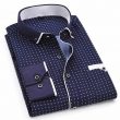 Capa Camisa Slim Fit Luxury Social Casual Azul Escuro/BrancoC004