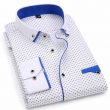 Capa Camisa Slim Fit Luxury Social Casual Branco/AzulC004