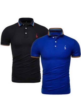 Kit 2 Camisas Polo GRF Premium Preto e Azul