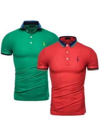 Kit 2 Camisas Polo GRF Premium Verde e Vermelho