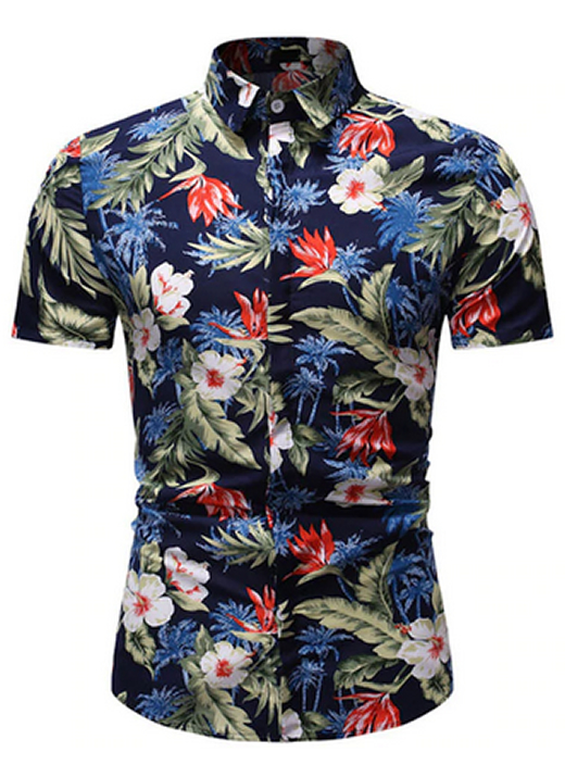 Camisa Florida Havaianas Primavera Verão Azul Escuro C020