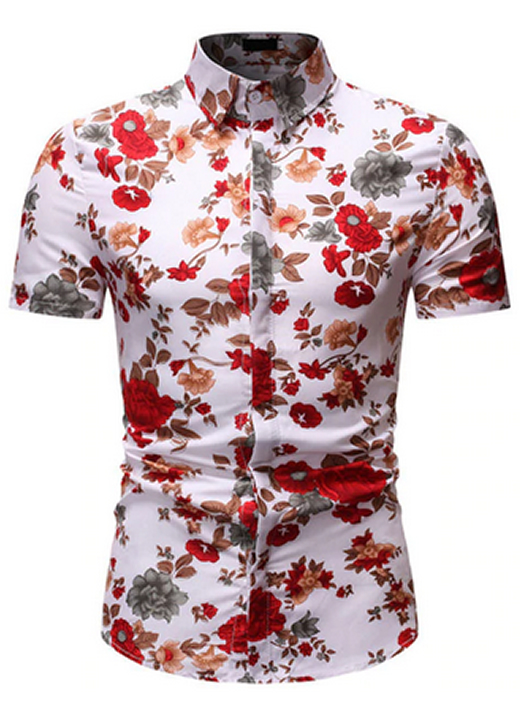 Camisa Florida Havaianas Primavera Verão Vermelha C020