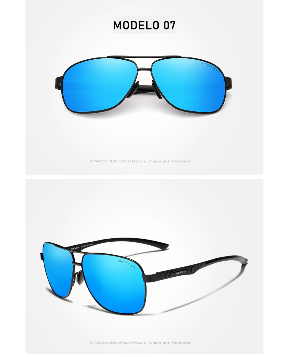 Óculos de Sol Masculino Aviador Original KINGSEVEN Preto e azul