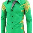 Camisa Masculina Estampada Importada Slim Fit Verde