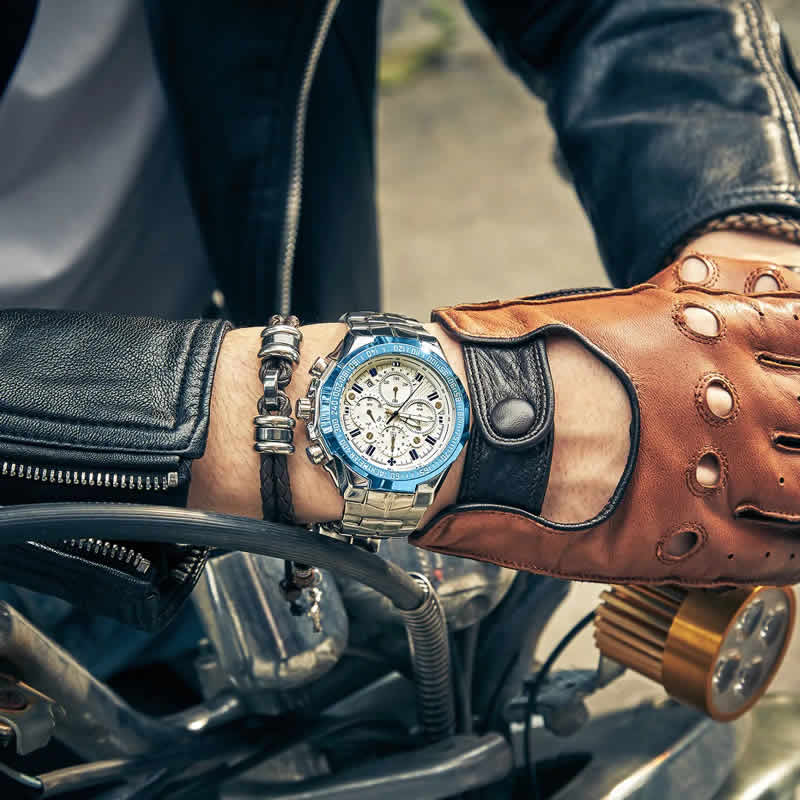 Relógio Masculino Cronógrafo Wwoor Luxo 6668 Azul Moda