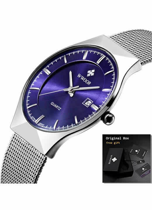 Relógio Masculino Wwoor 8016 Ultra Fino Quartzo Original