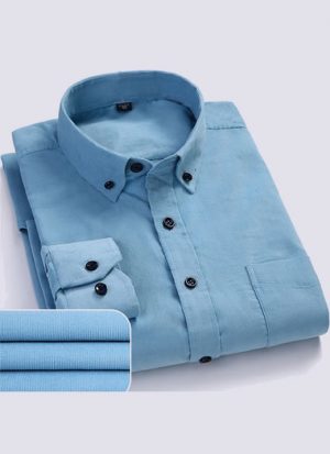 Camisa Aveludada Masculina Manga Longa - Azul Flanela