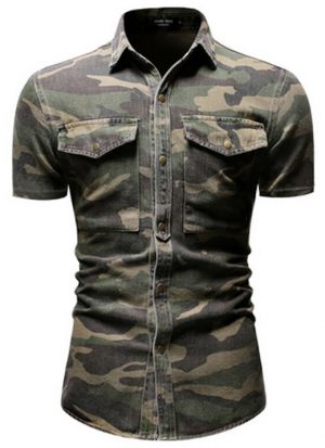Camisas Militar Tipo Estilo Camisas Masculina Camufalgem, Camuflage Camuflada Verde Jeans Manga Curta